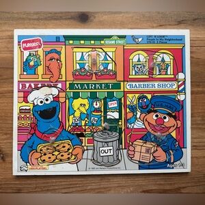 Vintage Playskool Sesame Street 1993 Lift N Look Board Puzzle